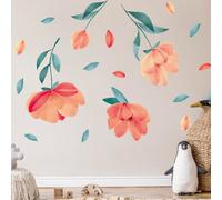 Walplus Combo Adult - Watercolour Peach Flowers Home Wall Stickers 42Pcs
