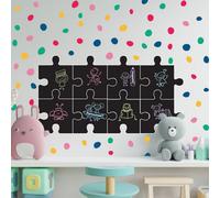 Walplus Combo Kids - Chalkboard Puzzle With Colourful Dalmatian Dots Wall Sticker Pvc