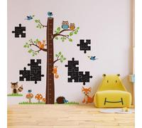 Walplus Combo Kids - Chalkboard Puzzle With Fox Height Chart Wall Sticker Pvc