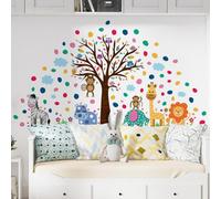 Walplus Combo Kids - Happy London Zoo With Colourful Dalmatian Dots Wall Sticker Pvc