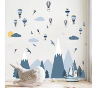 Walplus Combo Kids - Hot Air Balloons Over Blue Mountains Wall Sticker Pvc