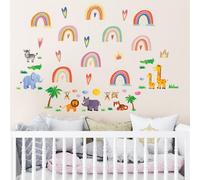 Walplus Combo Kids Safari Animals With Cute Rainbows Wall Sticker Pvc