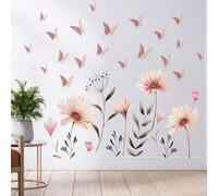 Walplus Combo Kids Wall Sticker Delicate Flowers With Rose Gold Floral 3D Butterflies Pvc
