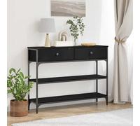 Walplus Console Table With Drawer With Shelf Black Oak 100 X 25 X 75 Cm