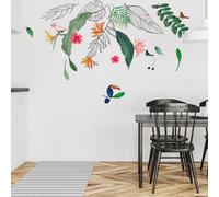 WALPLUS Room Decor Gifts for Girls Peel and Stick Removable for Nursery Kids Toddler Bedroom Living Room Kitchen Contemporary Tropical Leaves and Flowers Wall Stickers 26 Pieces