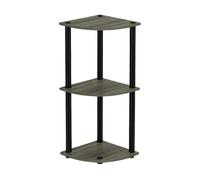 WALPLUS Contemporary Turn-N-Tube 3-Tier Corner Display Rack Multipurpose Shelving Unit, French Oak Grey/Black for Living Room