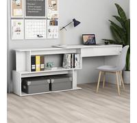Walplus Corner Desk High Gloss White 200X50X76 Cm Engineered Wood