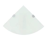 Walplus Corner Shelves 2 Pcs With Chrome Supports Glass White 25X25 Cm