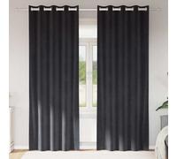Walplus Curtains With Curtains 2 Pcs Dark Grey 140 X 245 Cm Velvet