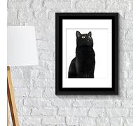 Walplus Cute Black Cat Wall Art Frame, Vinyl, Multi-Colour, 42.6 x 32.6 x 1.5 cm