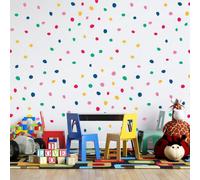 Walplus Dalmatian Polka Dots Colourful X 4 Kids Sticker Pvc Multicoloured, Red, Blue