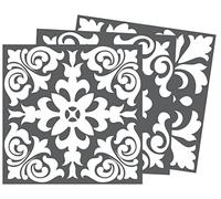 WALPLUS Dark Grey Spanish Renaissance Tile Stickers 15 x 15 cm, 24 PCS Peel and Stick Self Adhesive Wall Tiles, Waterproof Kitchen Bathroom Splashback Decals