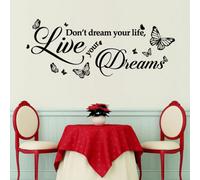 Walplus Wall Stickers Dream Quote Removable Self-Adhesive Mural Art Decals Vinyl Home Decoration DIY Living Bedroom Office Décor Wallpaper Kids Room Gift, Black