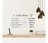 WALPLUS Kitchen Quote Art Mural Toilet Rules English Wall Stickers Removable Self-Adhesive Mural Art Decals Vinyl Home Decoration DIY Living Bedroom Decor Wallpaper Family Words Gift Stick on Wall