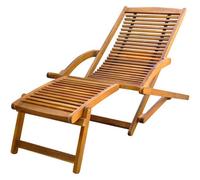 Walplus Deck Chair With Footrest Solid Acacia Wood