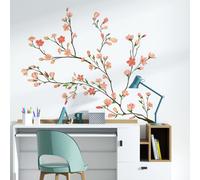WALPLUS Room Decor Gifts for Girls Peel and Stick Removable for Nursery Kids Toddler Bedroom Living Room Kitchen Delicate Peach Branch Wall Stickers 23 Pieces