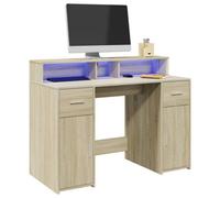 Walplus Desk With Led Lights Sonoma Oak 120X55X91 Cm Engineered Wood