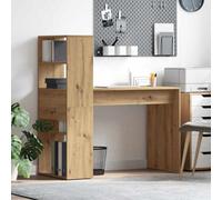 Walplus Desk With Shelf Artisan Oak 113 X 54 X 120 Cm Engineered Wood