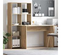 Walplus Desk With Shelf Sonoma Oak 138.5 X 55 X 143 Cm Engineered Wood