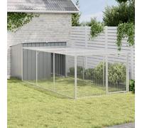 Walplus Dog House With Run Anthracite 153X396X110 Cm Galvanised Steel