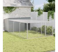 Walplus Dog House With Run Anthracite 197X396X110 Cm Galvanised Steel
