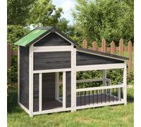 Walplus Dog Kennel Grey 143X60.5X109 Cm Solid Wood Pine