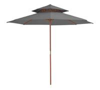 Walplus Double Decker Garden Parasol With Wooden Pole 270 Cm Anthracite