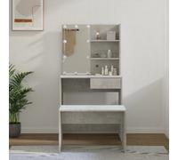 Walplus Dressing Table Set With Led Concrete Grey Engineered Wood