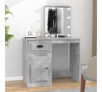 Walplus Dressing Table With Led Concrete Grey 90X50X132.5 Cm Engineered Wood