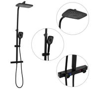 Walplus Dual Head Shower Set With Mixer And Hose Black Brass