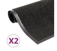 Walplus Dust Control Mats 2 Pcs Rectangular Tufted 80X120 Cm Black