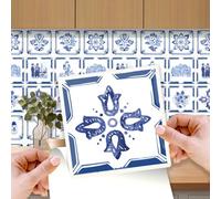 Walplus Dutch Blue Peel And Stick Wall Tiles Sticker - 24Pcs Self Adhesive Stick On Tiles For Kitchen 15X15Cm