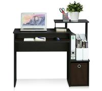 WALPLUS Econ Multipurpose Home Office Computer Writing Desk w/Bin, Dark Walnut | Modern Desk Designed for Contemporary Interiors | 12095DWN