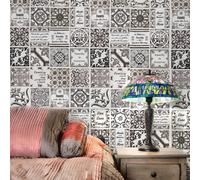 Walplus English Quote Retro Brown Peel And Stick Wall Tiles Stickers - 12Pcs 20X20Cm Self Adhesive Stick On Tiles For Kitchen