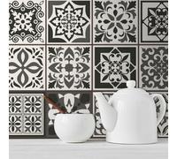 WALPLUS WT1571 - Ethor Dark Grey Mediterranean Wall Tile Sticker Set - 15 x 15 cm (6 x 6 in) - 24 pcs