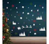 Walplus Festive Snowflakes And Christmas Village Wall Stickers Living Room Diy Home Decorations