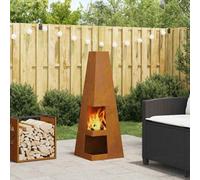 Walplus Fire Pit Brown 35 X 35 X 100 Cm Weathering Steel