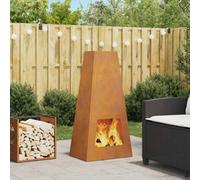 Walplus Fire Pit Brown 50 X 35 X 100 Cm Weathering Steel