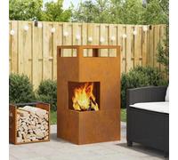 Walplus Fire Pit Brown 50 X 50 X 100 Cm Weathering Steel
