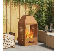 Walplus Fire Pit Brown 50 X 50 X 100 Cm Weathering Steel