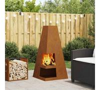 Walplus Fire Pit Brown 50 X 50 X 100 Cm Weathering Steel