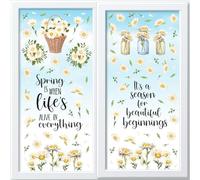 WALPLUS Flower Window Stickers for Glass Double Sided Spring Window Stickers Reusable Summer Window Stickers Watercolour Daisy Flowers Spring Window Decorations 106 PCS