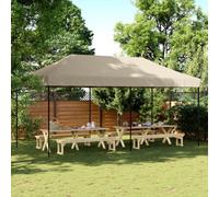Walplus Foldable Party Tent Garden Gazebo Canopy Pop-Up Taupe 580X292X315 Cm