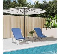 Walplus Folding Beach Chairs 2 Pcs Blue Textilene&powder-Coated Steel