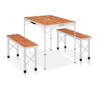 Walplus Folding Camping Table With 2 Benches Aluminium Brown