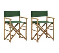 Walplus Folding Director's Chairs 2 Pcs Green Bamboo And Fabric