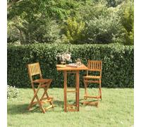 Walplus Folding Outdoor Bar Stools 2 Pcs Solid Wood Acacia