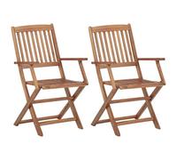 Walplus Folding Outdoor Chairs 2 Pcs Solid Acacia Wood