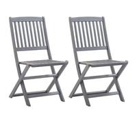 Walplus Folding Outdoor Chairs 2 Pcs Solid Acacia Wood