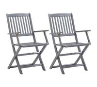 Walplus Folding Outdoor Chairs 2 Pcs Solid Acacia Wood